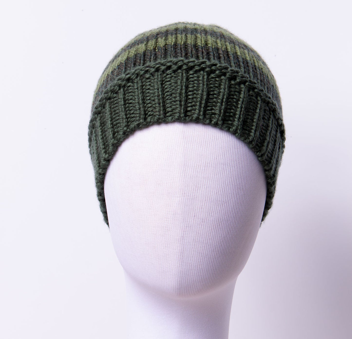 Green Striped Hat, 100% Superwash Merino Wool