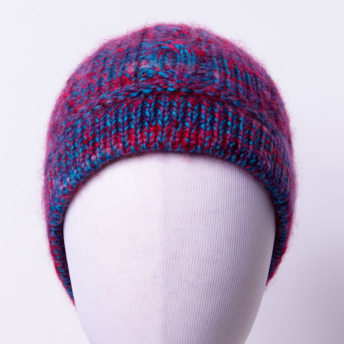 Pebbled Cyan Hat, Merino and Mohair