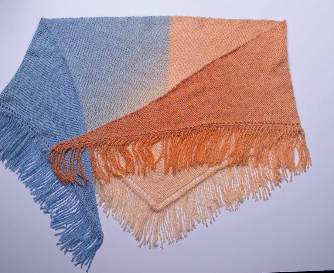 70s Ombre Fringe Triangle Shawl