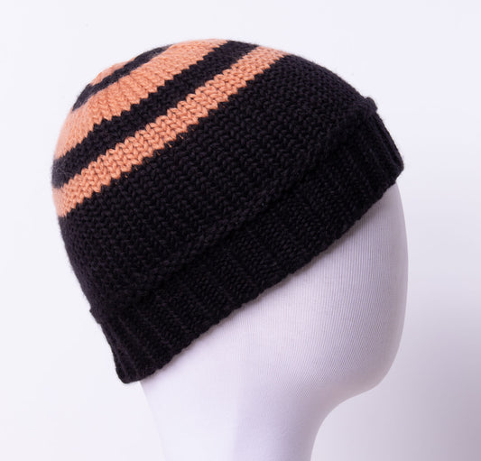 Caramel Stripe 100% Merino Wool Hat