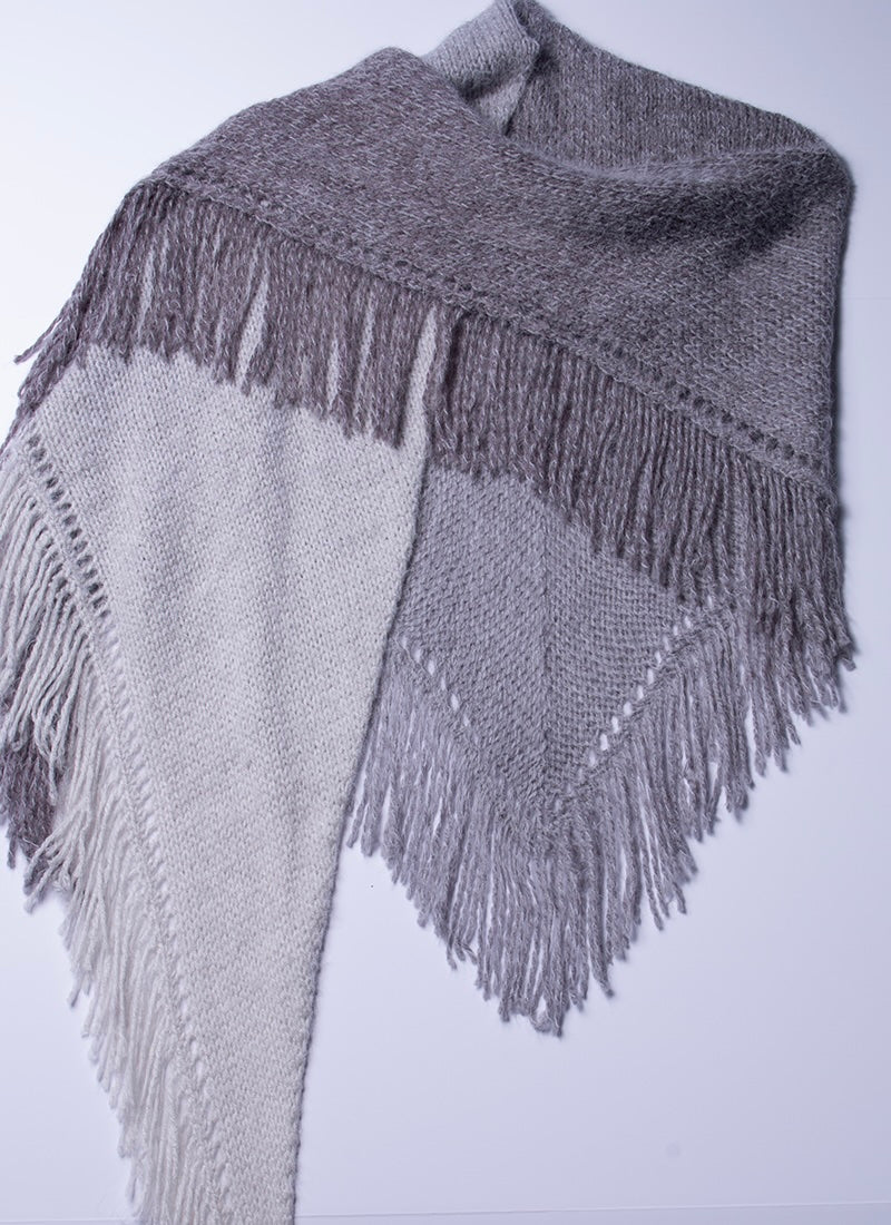 70s Ombre Fringe Triangle Shawl