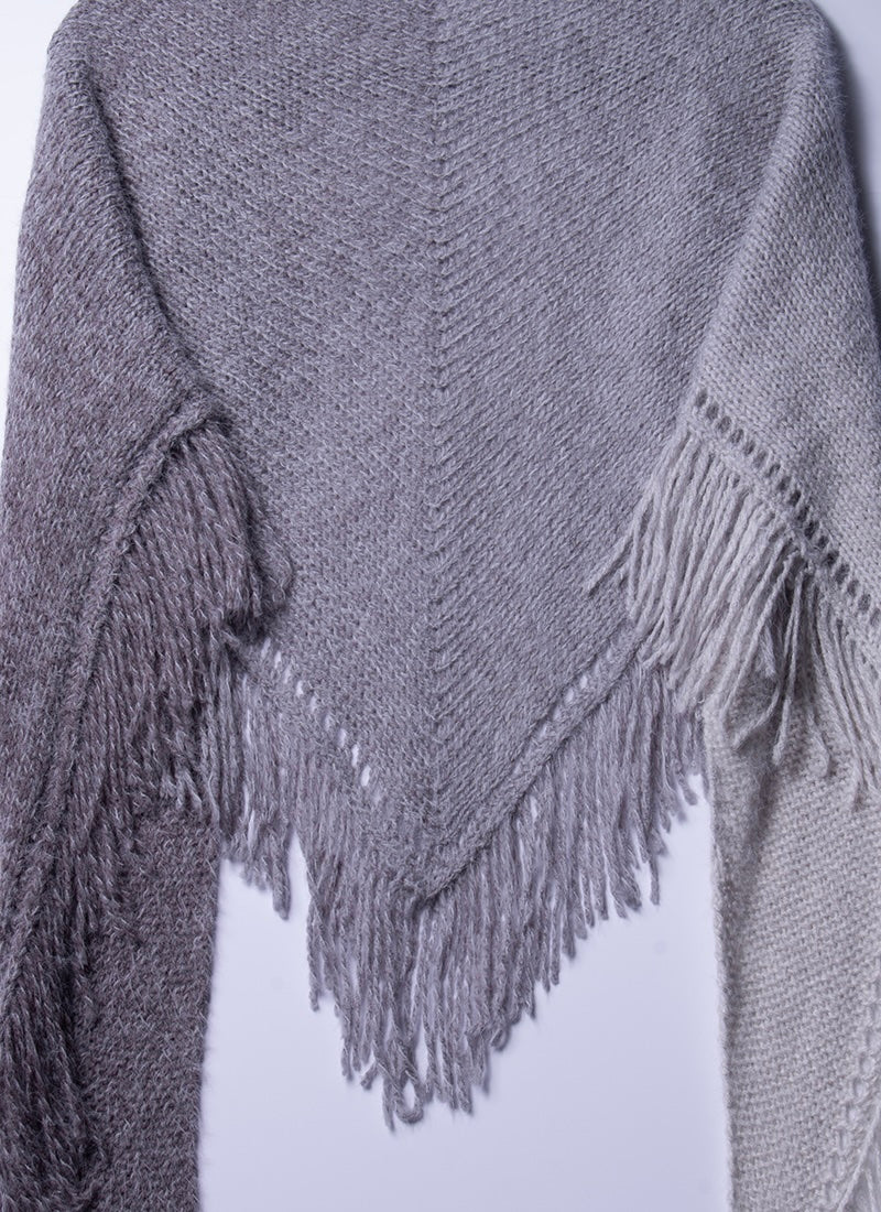 70s Ombre Fringe Triangle Shawl