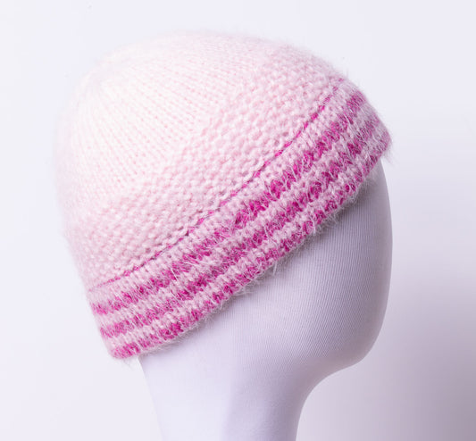 Orchid Frost Hat, Striped Cuff
