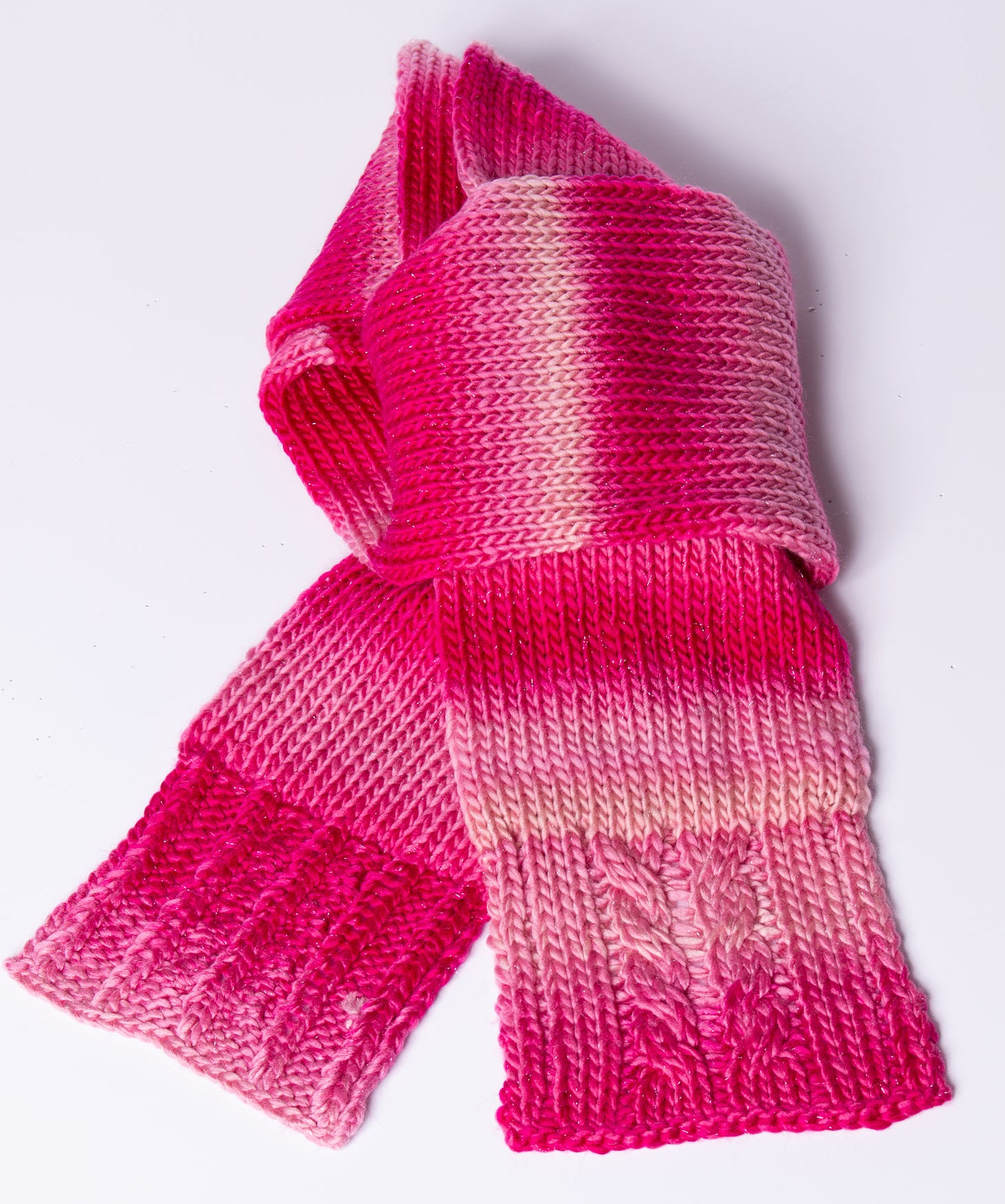 Pink Ombre Striped Sparkle Scarf